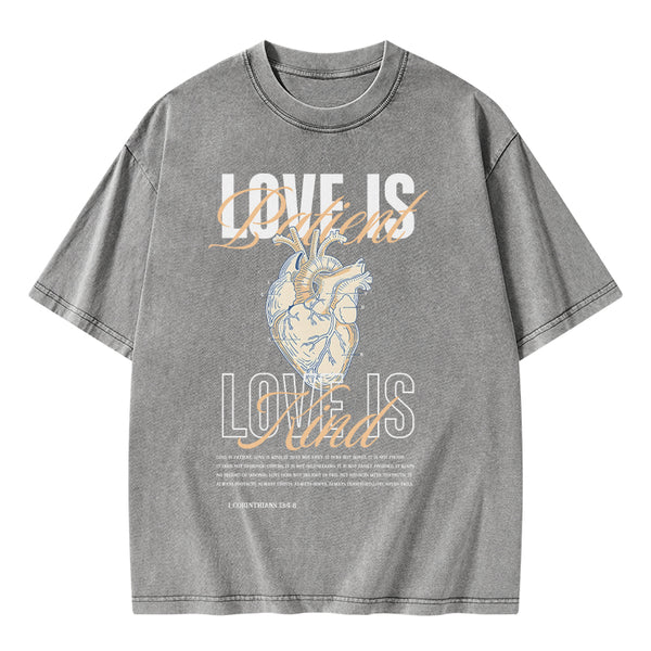 GC-WTSA0847 Love Is Patient Christian Washed T-Shirt