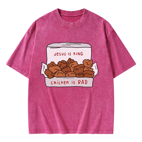 GC-WTSA0918 Jesus Is King Christian Washed T-Shirt