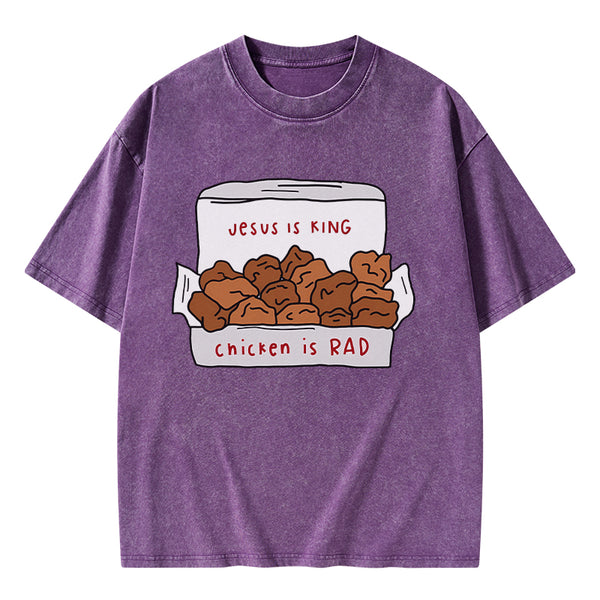 GC-WTSA0918 Jesus Is King Christian Washed T-Shirt