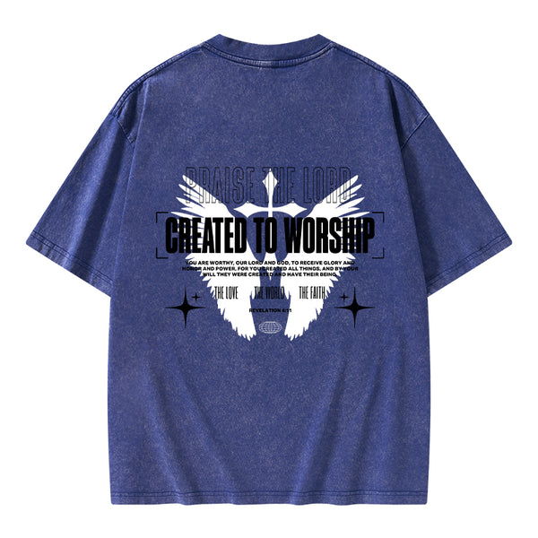 GC-WTSA0994 Created To Worship Christian Washed T-Shirt