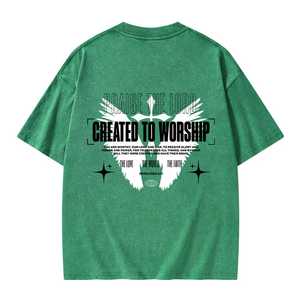 GC-WTSA0994 Created To Worship Christian Washed T-Shirt