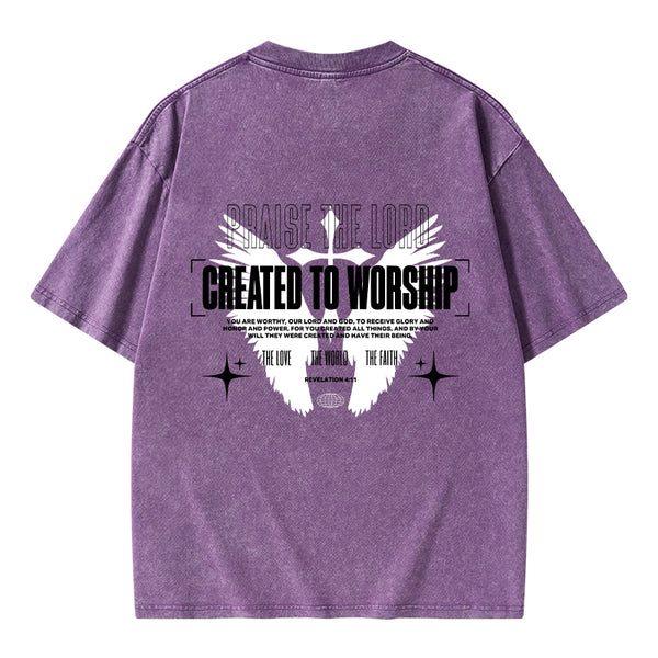 GC-WTSA0994 Created To Worship Christian Washed T-Shirt