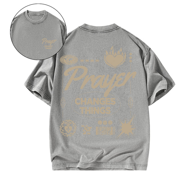 GC-WTSA1037 Prayer Changes Things Christian Washed T-Shirt
