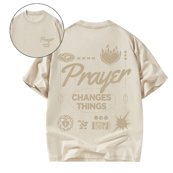 GC-WTSA1037 Prayer Changes Things Christian Washed T-Shirt