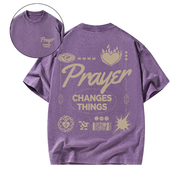 GC-WTSA1037 Prayer Changes Things Christian Washed T-Shirt