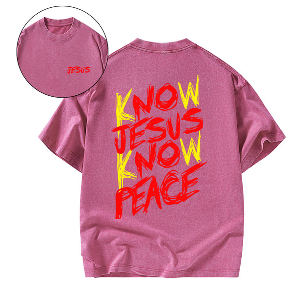 No Jesus No Peace Christian Washed T-Shirt