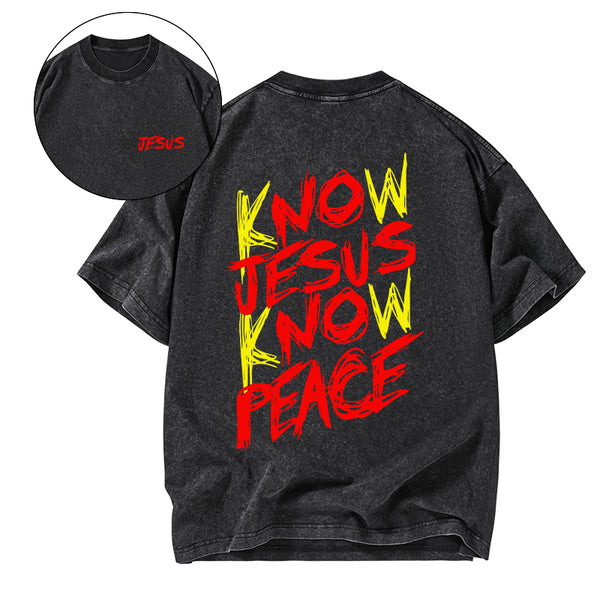 No Jesus No Peace Christian Washed T-Shirt