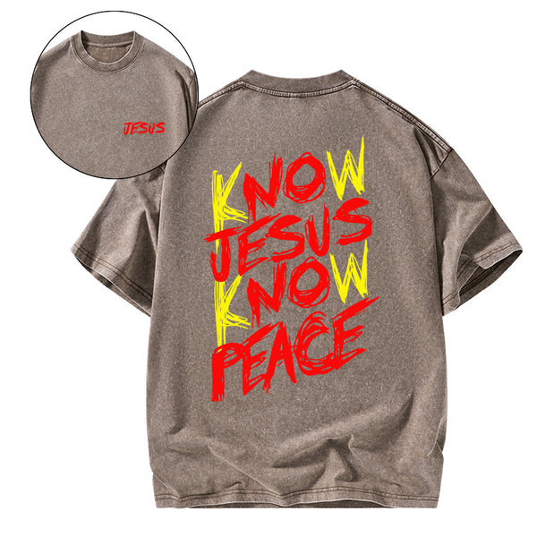 No Jesus No Peace Christian Washed T-Shirt