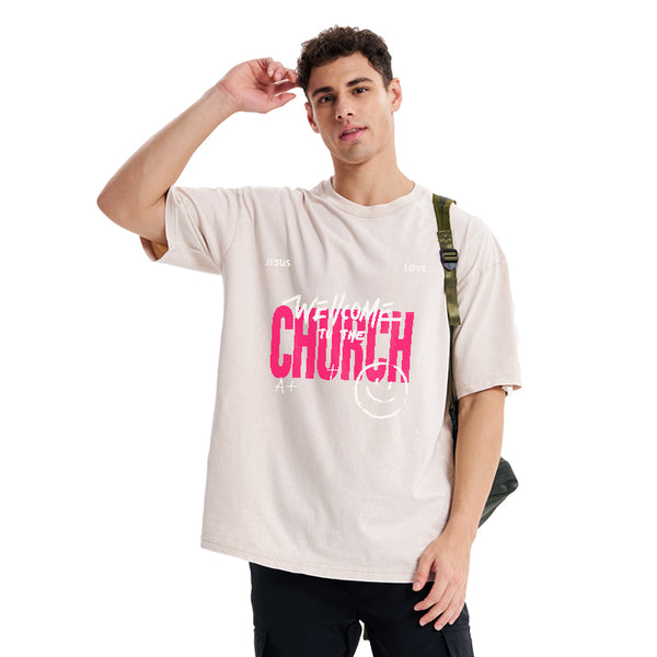 GC-WTSA1061 Welcome To The Church Christian Washed T-Shirt