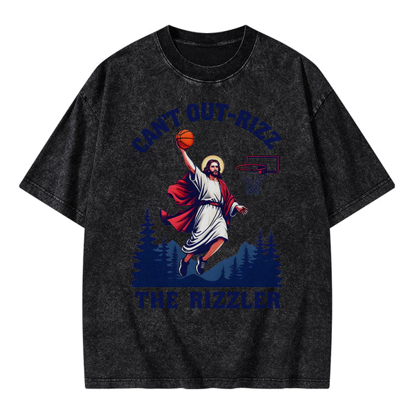 GC-WTSA1101 Can't Out-rizz The Rizzen Christian Washed T-Shirt