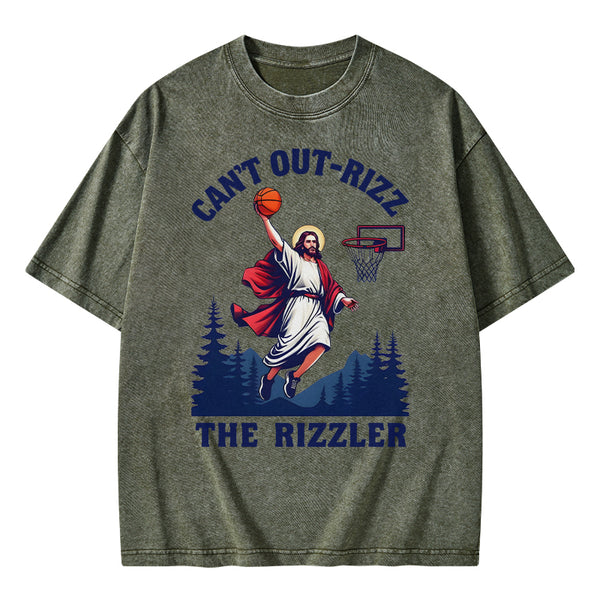 GC-WTSA1101 Can't Out-rizz The Rizzen Christian Washed T-Shirt