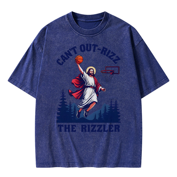 GC-WTSA1101 Can't Out-rizz The Rizzen Christian Washed T-Shirt