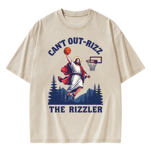 GC-WTSA1101 Can't Out-rizz The Rizzen Christian Washed T-Shirt