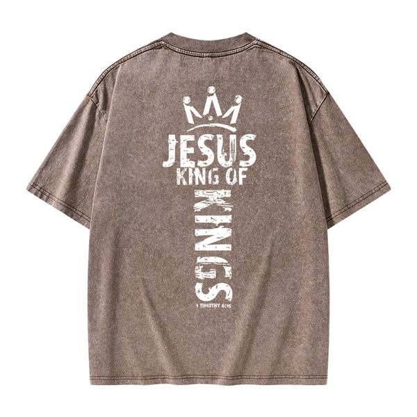 GC-WTSA1153 Jesus King Of Kings Christian Washed T-Shirt