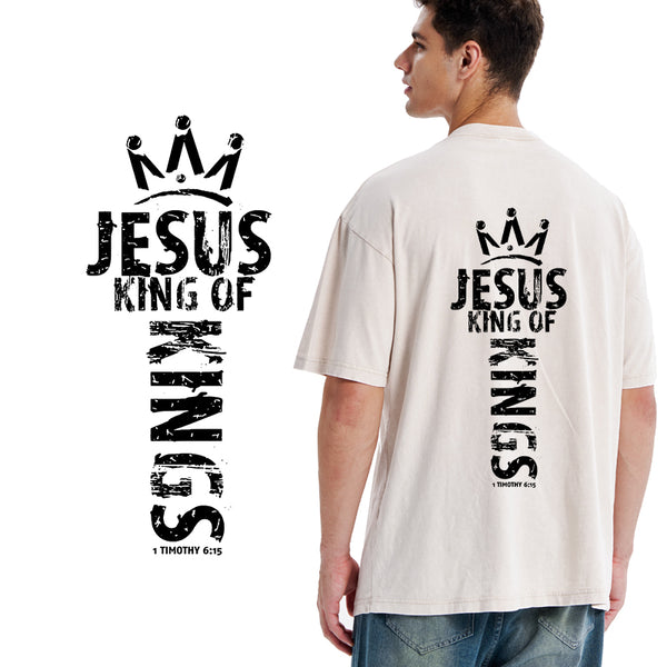GC-WTSA1153 Jesus King Of Kings Christian Washed T-Shirt