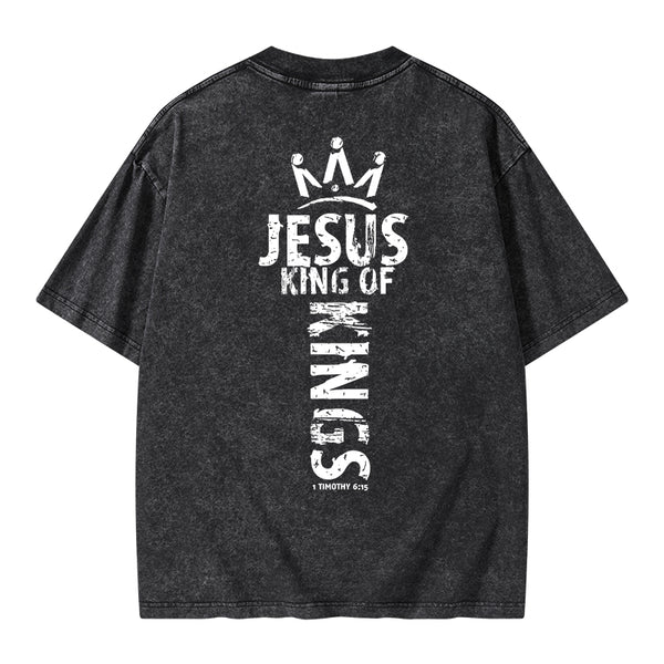 GC-WTSA1153 Jesus King Of Kings Christian Washed T-Shirt