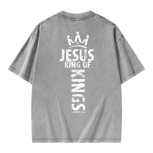 GC-WTSA1153 Jesus King Of Kings Christian Washed T-Shirt