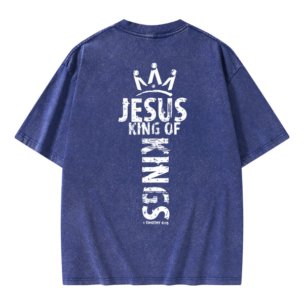 GC-WTSA1153 Jesus King Of Kings Christian Washed T-Shirt