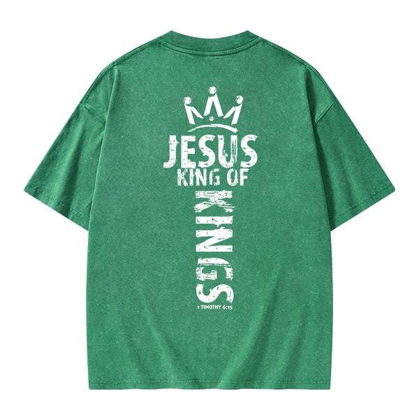 GC-WTSA1153 Jesus King Of Kings Christian Washed T-Shirt
