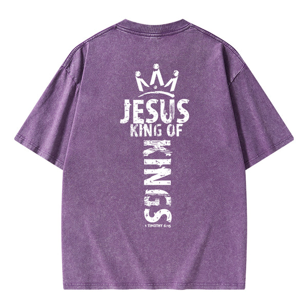 GC-WTSA1153 Jesus King Of Kings Christian Washed T-Shirt