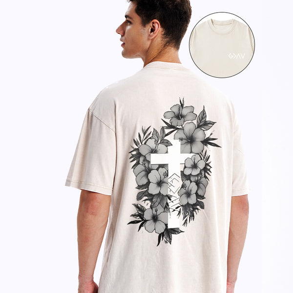 GC-WTSA1160 God is greater than the highs and lows Christian Washed T-Shirt