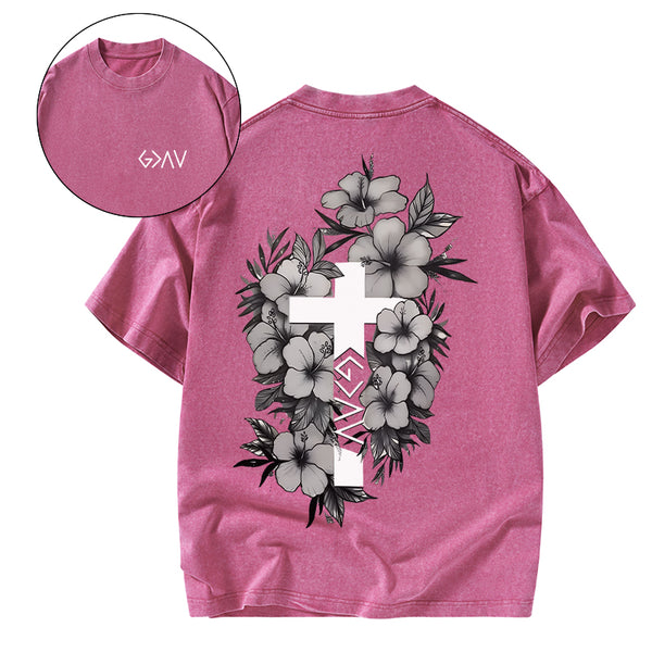 GC-WTSA1160 God is greater than the highs and lows Christian Washed T-Shirt