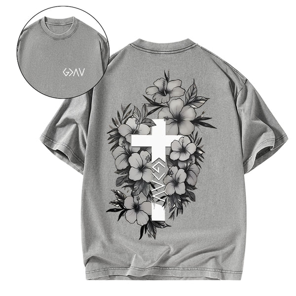 GC-WTSA1160 God is greater than the highs and lows Christian Washed T-Shirt