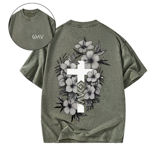 GC-WTSA1160 God is greater than the highs and lows Christian Washed T-Shirt