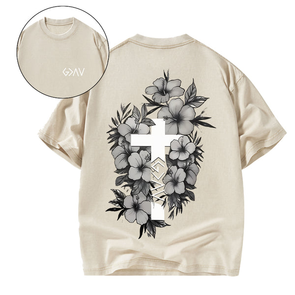 GC-WTSA1160 God is greater than the highs and lows Christian Washed T-Shirt