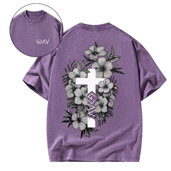 GC-WTSA1160 God is greater than the highs and lows Christian Washed T-Shirt