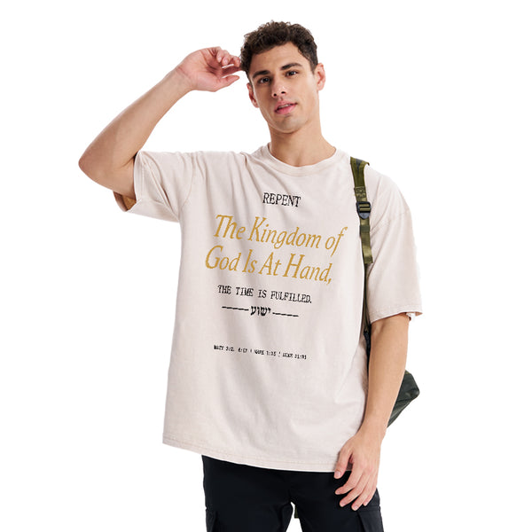 GC-WTSA1167 The Kingdom Of God Is At Hand Christian Washed T-Shirt