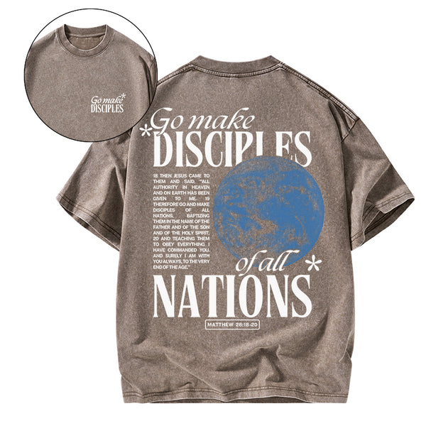 GC-WTSA1244 Go make Disciples Christian Washed T-Shirt