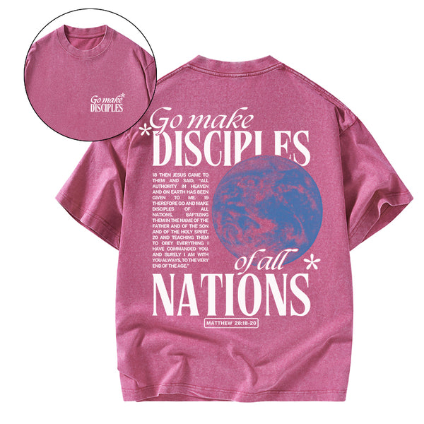 GC-WTSA1244 Go make Disciples Christian Washed T-Shirt