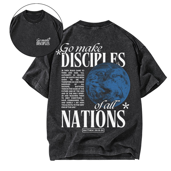 GC-WTSA1244 Go make Disciples Christian Washed T-Shirt