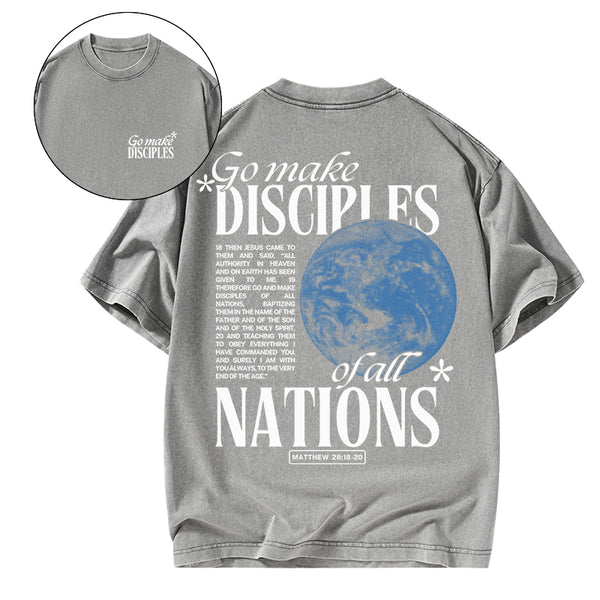 GC-WTSA1244 Go make Disciples Christian Washed T-Shirt