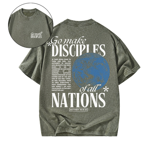 GC-WTSA1244 Go make Disciples Christian Washed T-Shirt