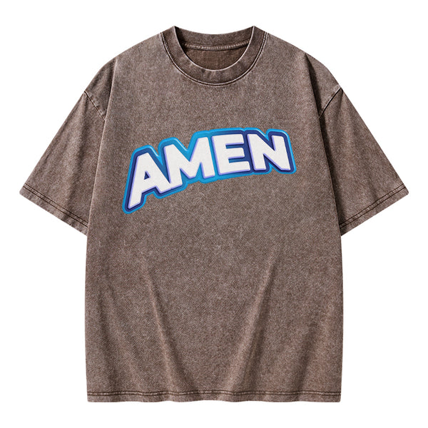 GC-WTSA1364 Amen Christian Washed T-Shirt