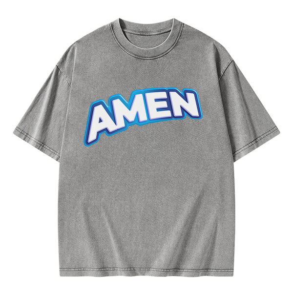 GC-WTSA1364 Amen Christian Washed T-Shirt