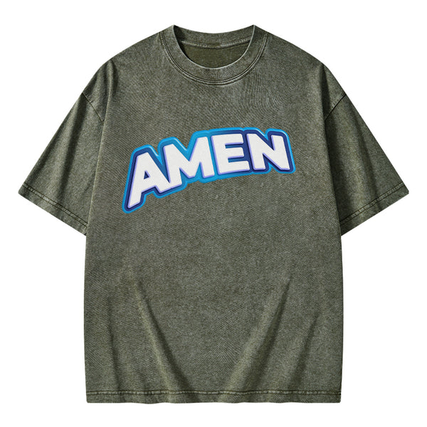 GC-WTSA1364 Amen Christian Washed T-Shirt