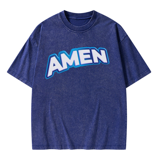 GC-WTSA1364 Amen Christian Washed T-Shirt
