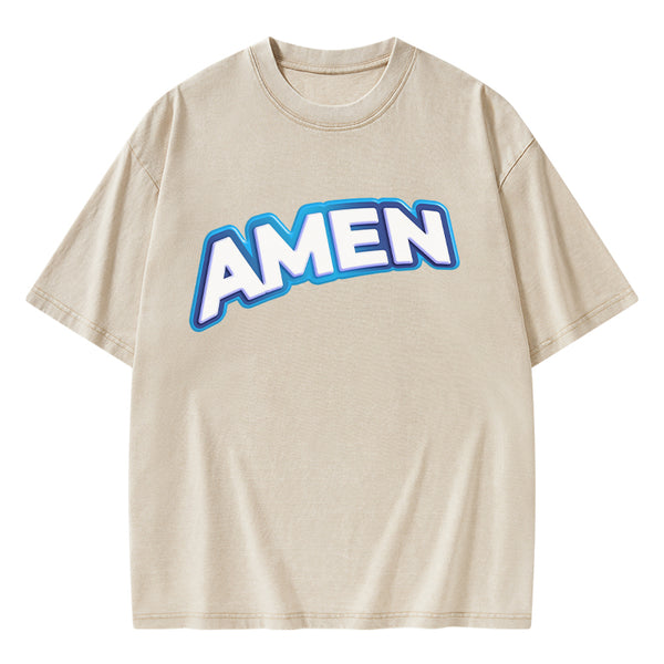 GC-WTSA1364 Amen Christian Washed T-Shirt