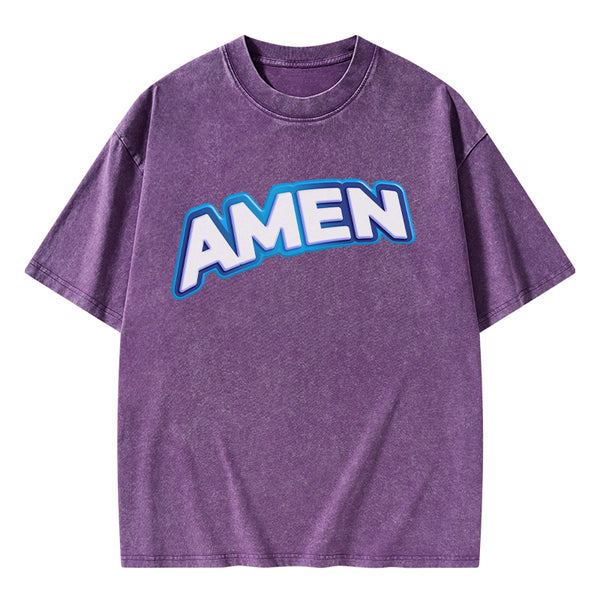 GC-WTSA1364 Amen Christian Washed T-Shirt