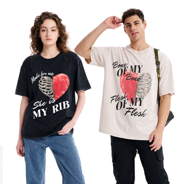 GC-WTSA1397 Personalized My Rib Genesis 2 21 Christian Couple Washed T-Shirt