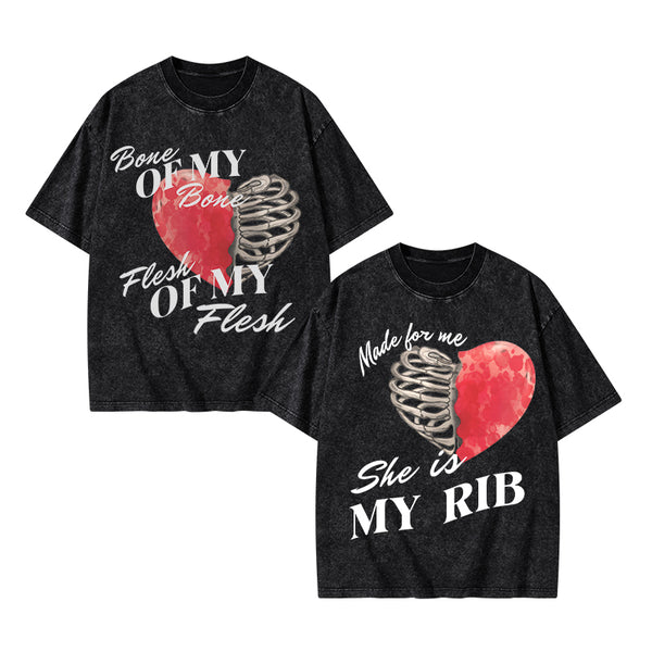 GC-WTSA1397 Personalized My Rib Genesis 2 21 Christian Couple Washed T-Shirt