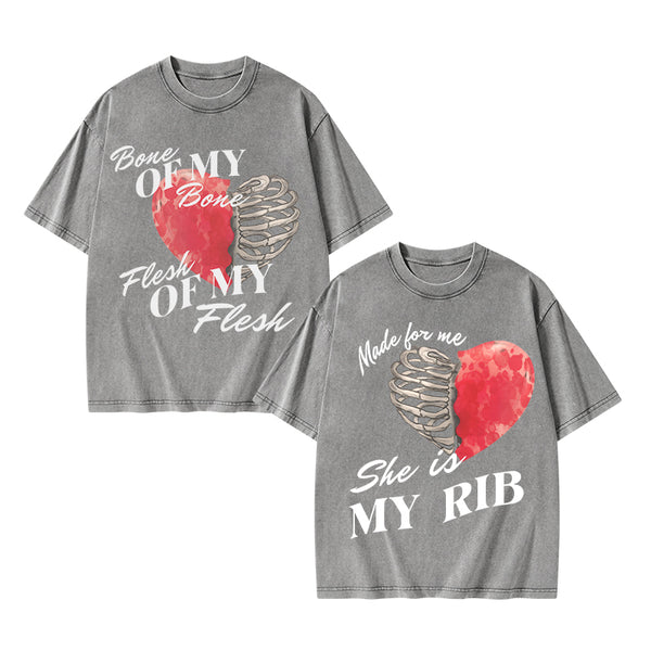 GC-WTSA1397 Personalized My Rib Genesis 2 21 Christian Couple Washed T-Shirt