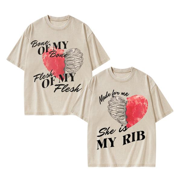 GC-WTSA1397 Personalized My Rib Genesis 2 21 Christian Couple Washed T-Shirt