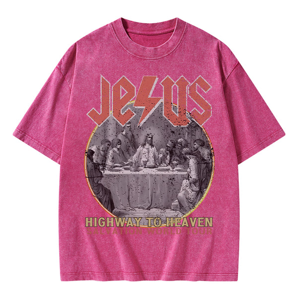 Highway To Heavem Christian Washed T-Shirt