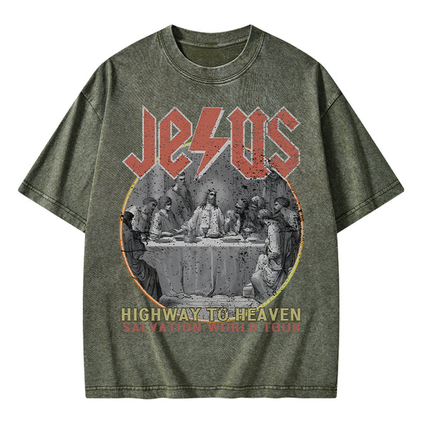 Highway To Heavem Christian Washed T-Shirt