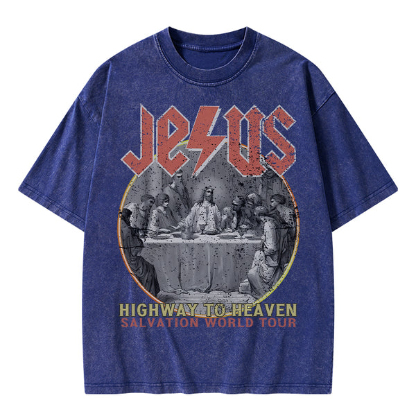 Highway To Heavem Christian Washed T-Shirt