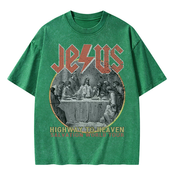 Highway To Heavem Christian Washed T-Shirt